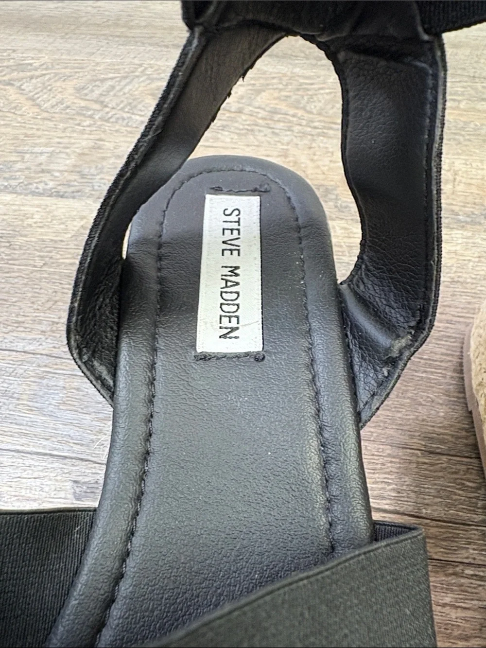 Steve Madden Kacia Black Espadrille Platform Wedge Sandals 9.5M
